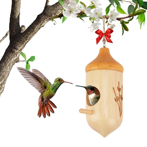 Fitraho Hummingbird House outdoor wooden design invites small birds to nest.