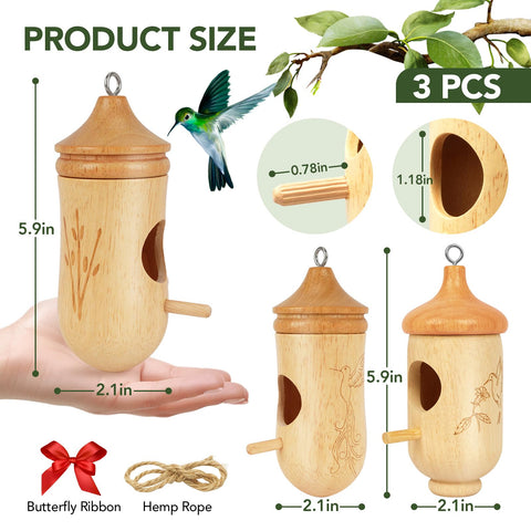 Fitraho hummingbird house red ribbon detail boosts visibility and charm.