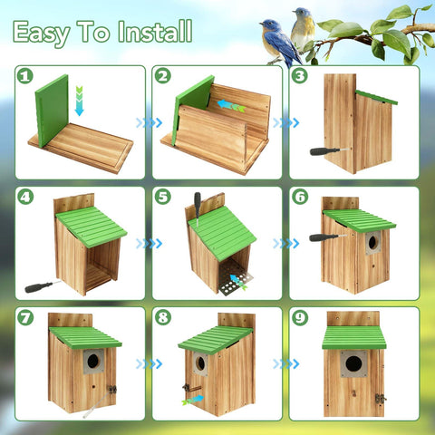 Fitraho outdoor bird house in a garden setting supports wildlife watching.