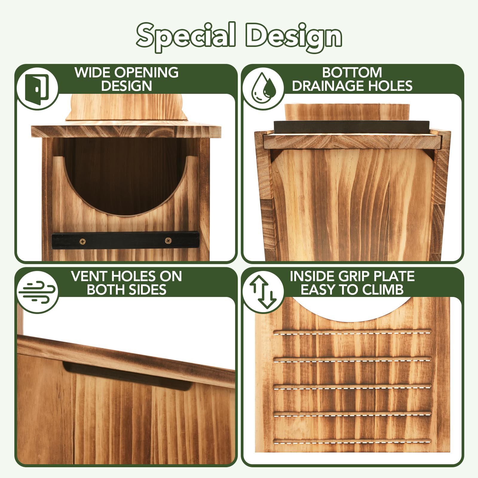 Fitraho sloped roof and ventilated sides keep nesting box dry and well aerated