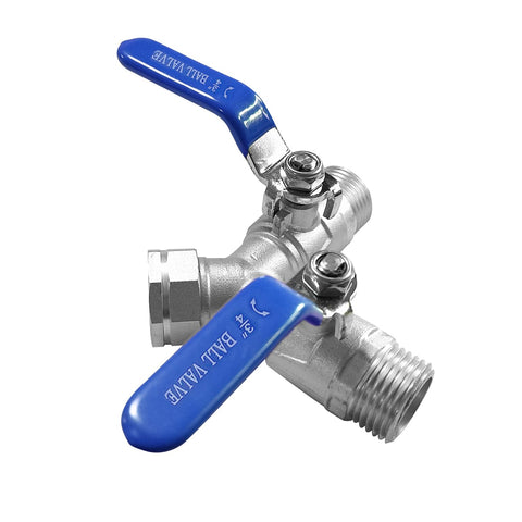 Fitvell dual-outlet setup enables watering two zones simultaneously.