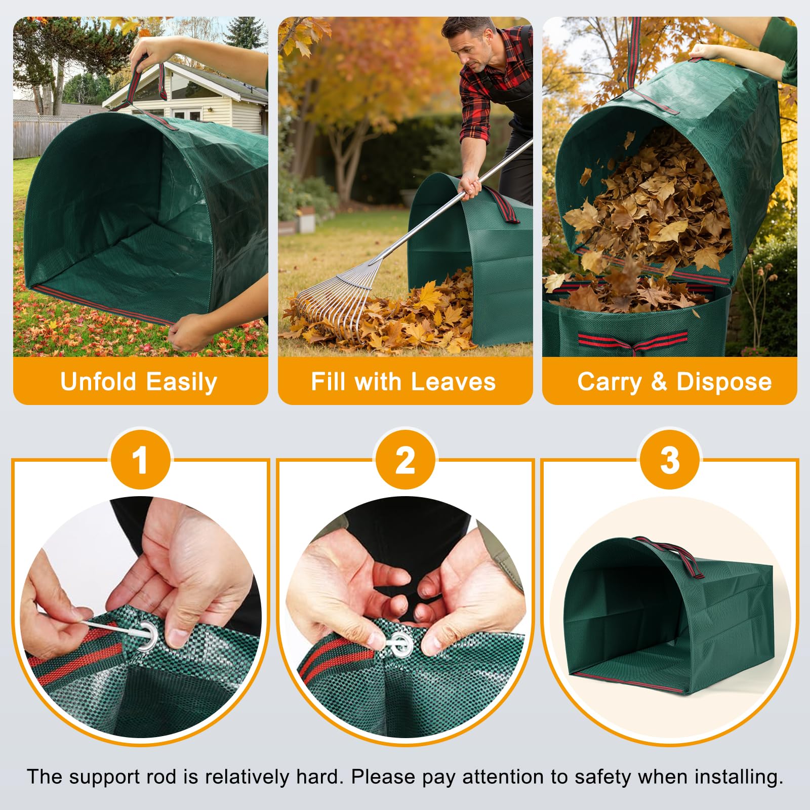 Fiudiry 53-gallon yard bag ready to reduce trips during cleanup.