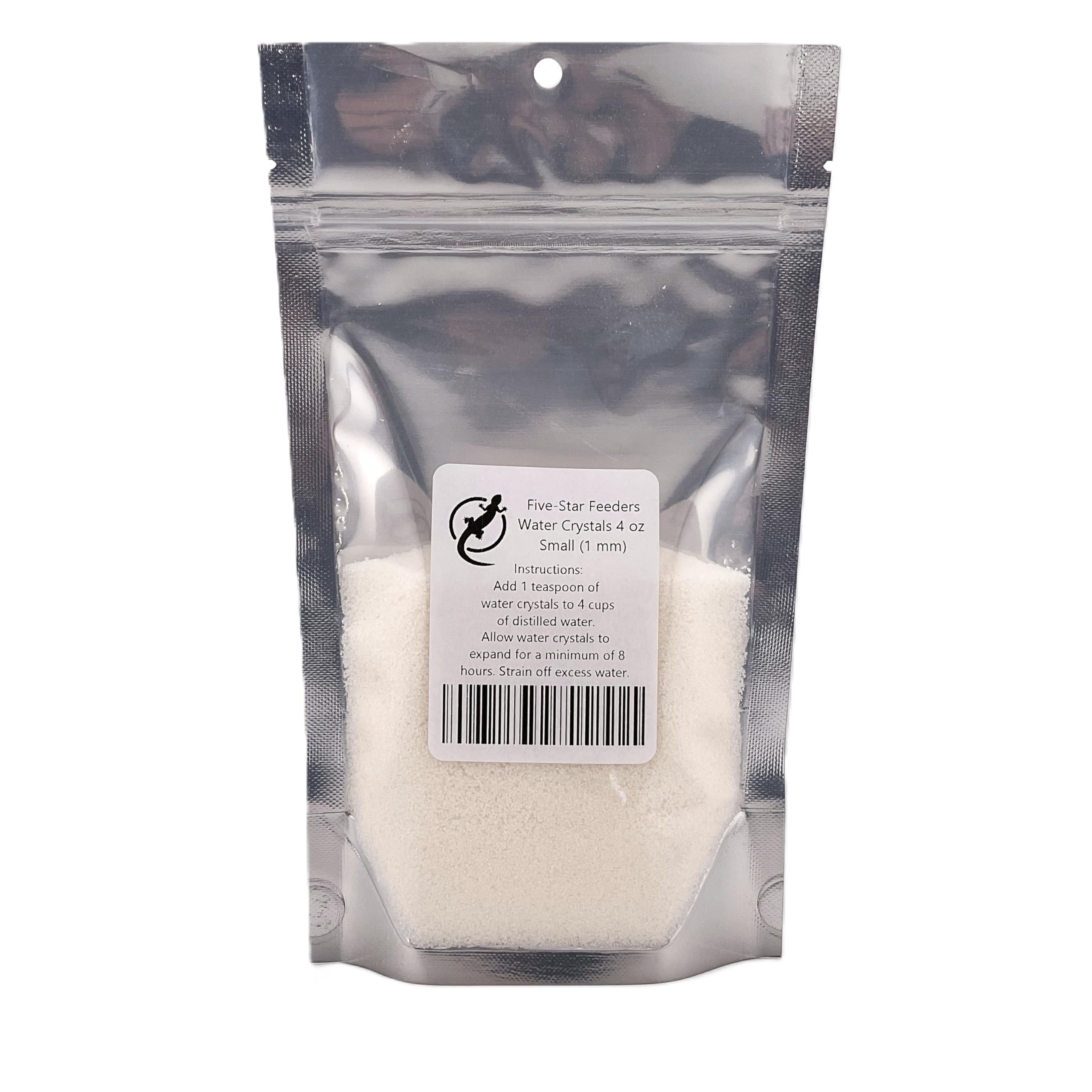 Five-Star Feeders water crystals in a dish provide a safe, drown-free hydration for feeder insects.