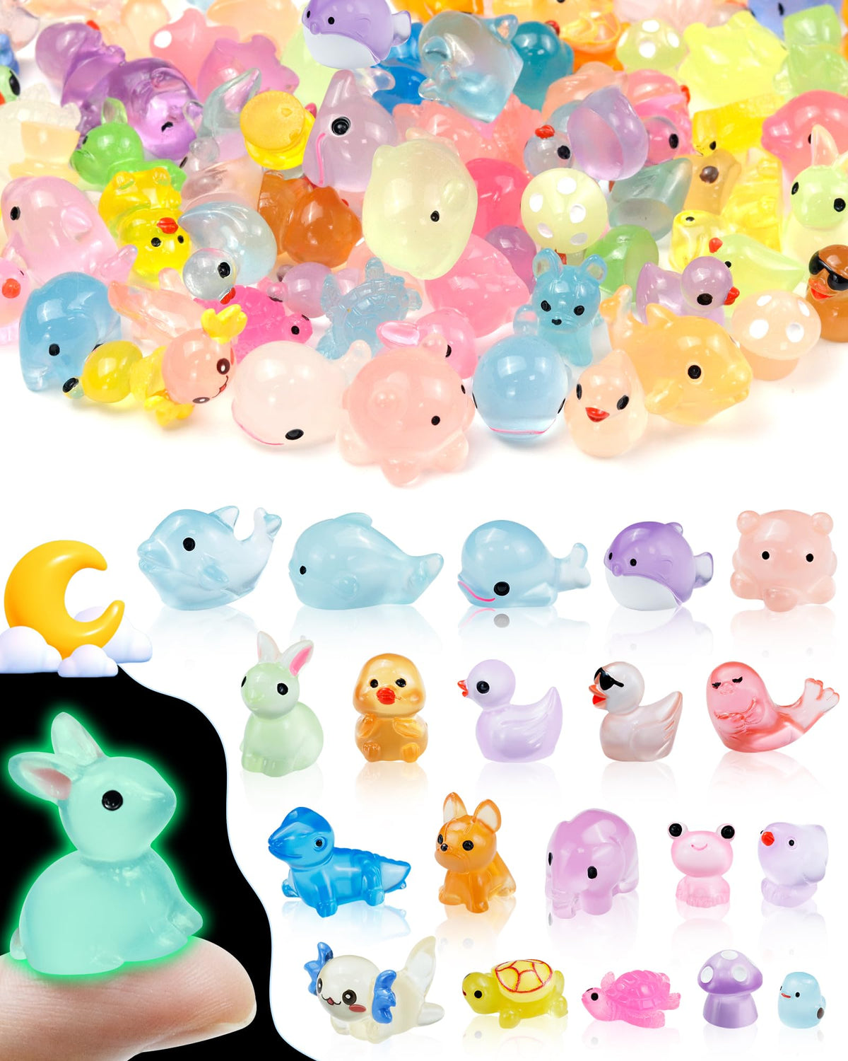 FIVEIZERO glow mini resin animals collection for fairy gardens and dollhouses