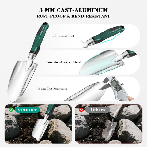 FiveJoy cast aluminum tools provide durable, rust-proof performance.