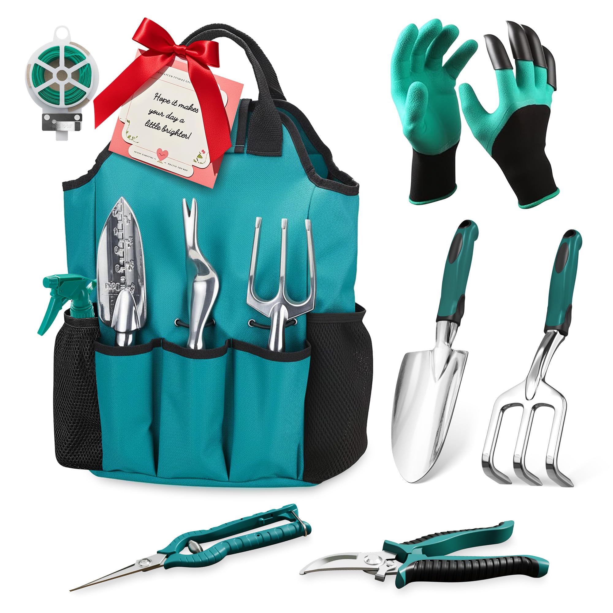 FiveJoy garden tool set with tote bag for easy transport.