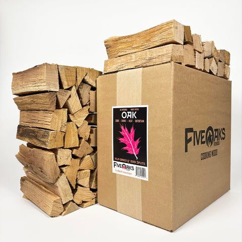 FiveOaks Firewood Oak Mini Split 8in ideal for consistent heat in grills