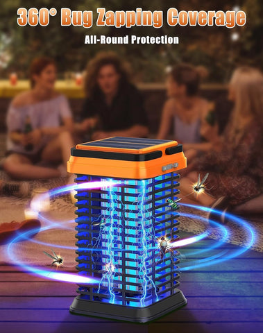 Fiveye Solar Bug Zapper cordless and rechargeable for indoor or outdoor use.