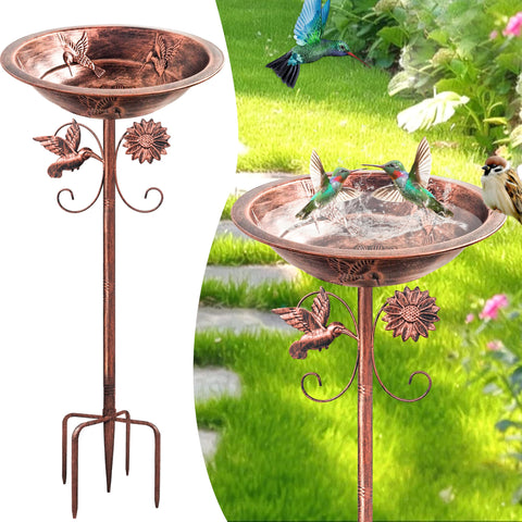 Fivolan bird bath with deep bowl 13in invites birds to bathe and drink