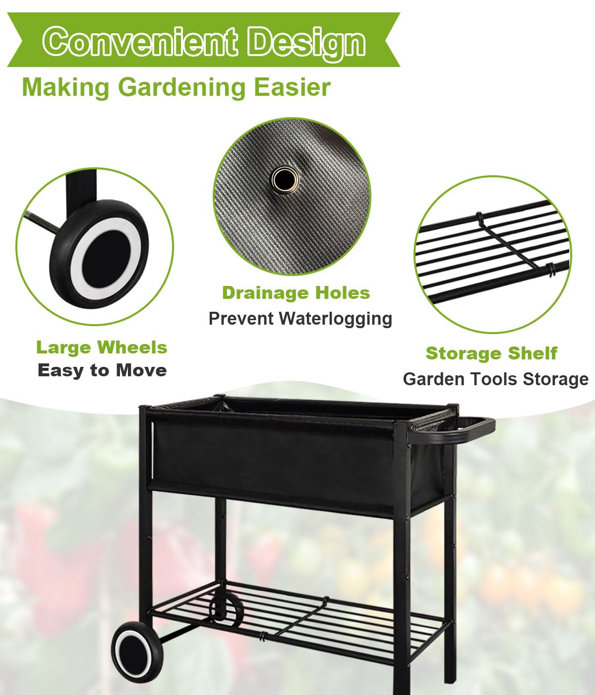 Fiwithy planting box with three drainage holes to prevent waterlogging