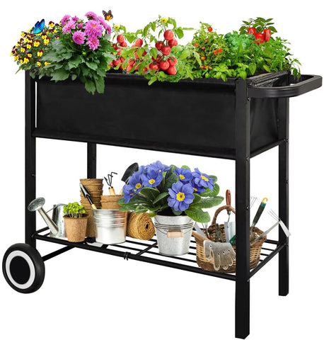 Fiwithy raised garden bed with legs and wheels for easy patio gardening