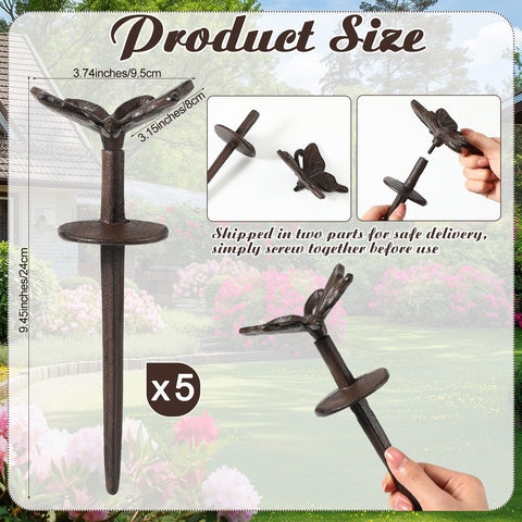 Fiwochic cast-iron hose guide stake with butterfly design adds vintage charm and durability.