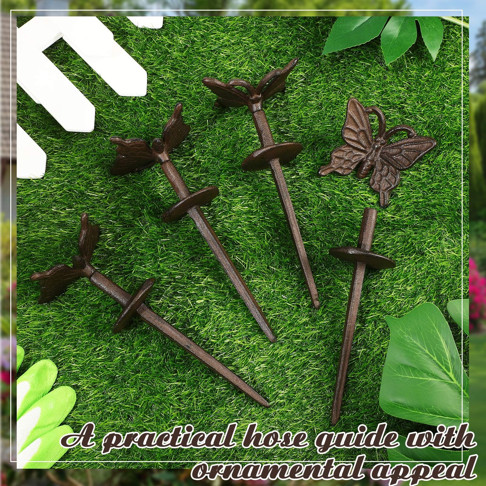 Fiwochic rusty finish enhances outdoor decor while preventing hose damage during movement.