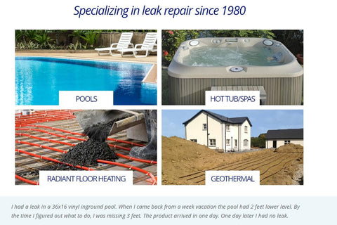 Fix-A-Leak ready-to-circulate water with bypassed filter during application.