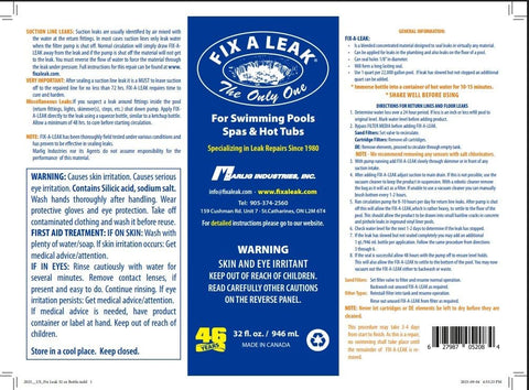 Fix-A-Leak pool leak sealing action showing application to stop leaks.