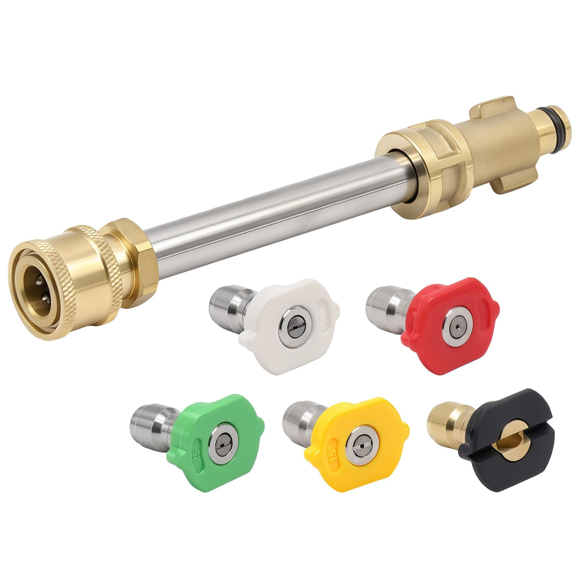 FixBear pressure washer adapter with 1/4 inch quick connect for fast tool-free attachment.
