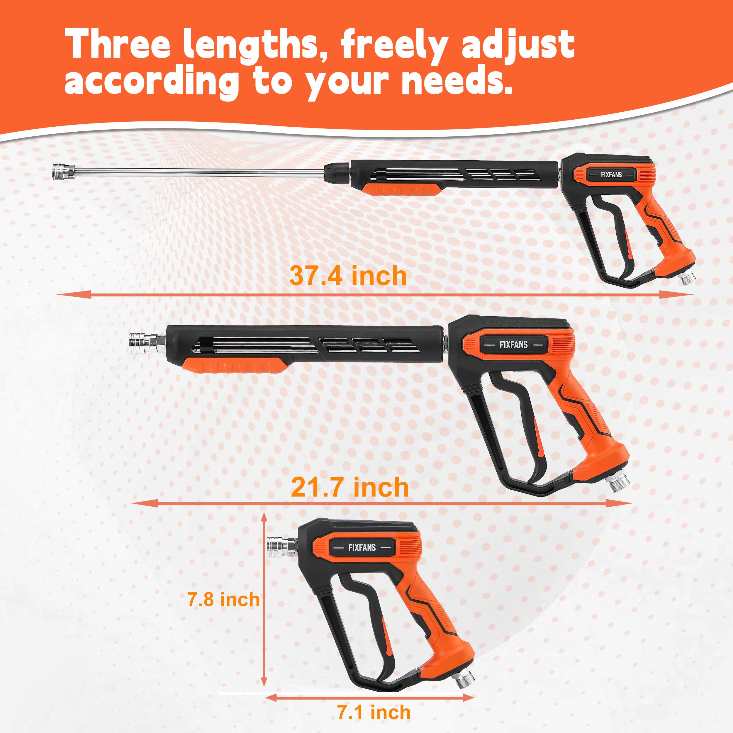 FIXFANS 25 ft hose shows reach across wide areas.