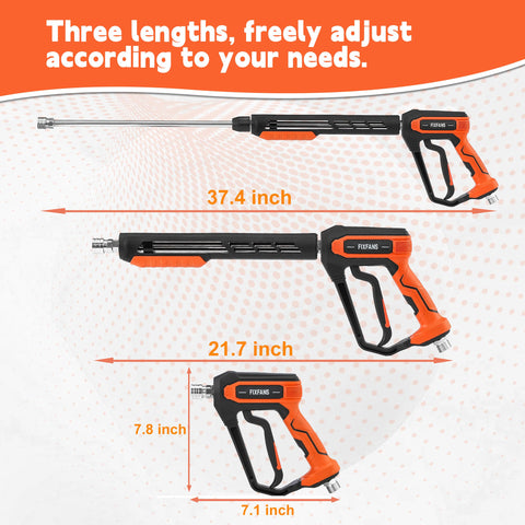 FIXFANS 25 ft hose shows reach across wide areas.