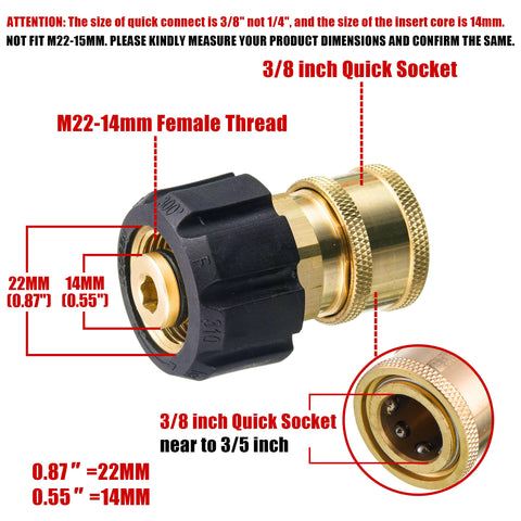 FIXFANS 3/8 inch quick-connect socket in brass and stainless steel.