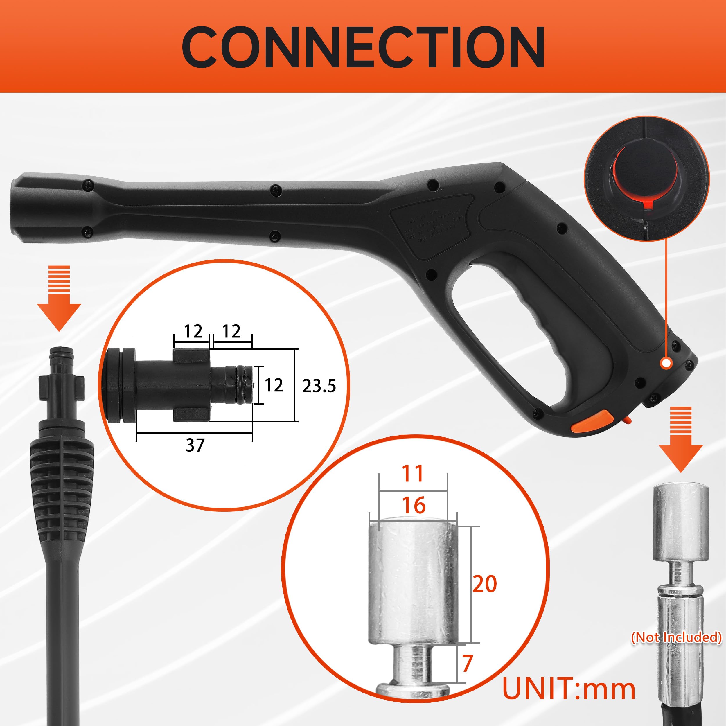 FIXFANS extension wand with nozzle enables reach and precision on tough surfaces.