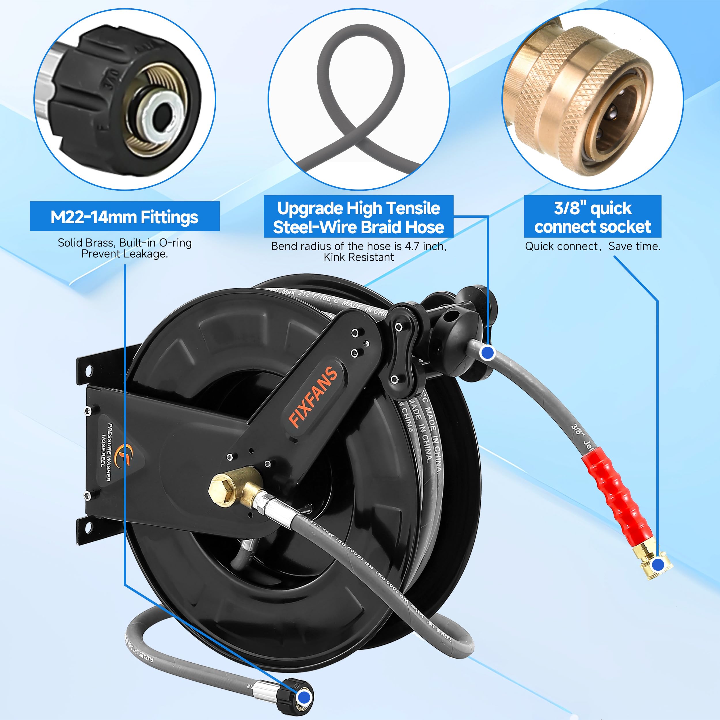 FIXFANS 4 ft inlet hose enables quick setup and flexible placement