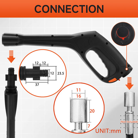FIXFANS pressure wand with turbo nozzle delivers a powerful rotating stream for stubborn grime.