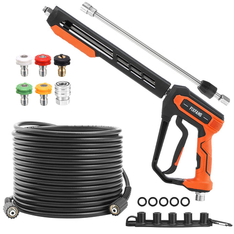 FIXFANS pressure washer gun and hose kit with 50 ft hose for outdoor cleaning