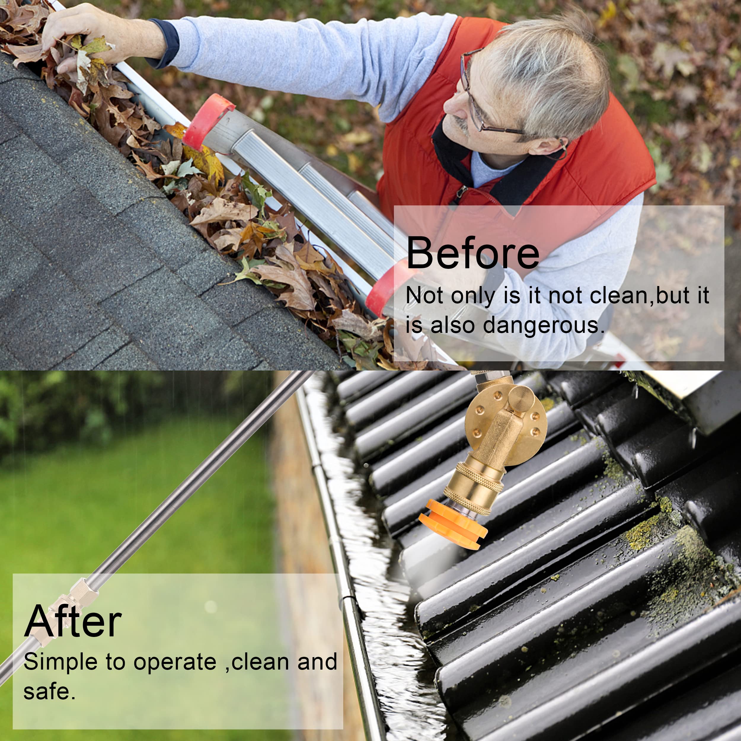 FIXFANS pivoting nozzle helps reach hard spots like car bottoms and gutters.