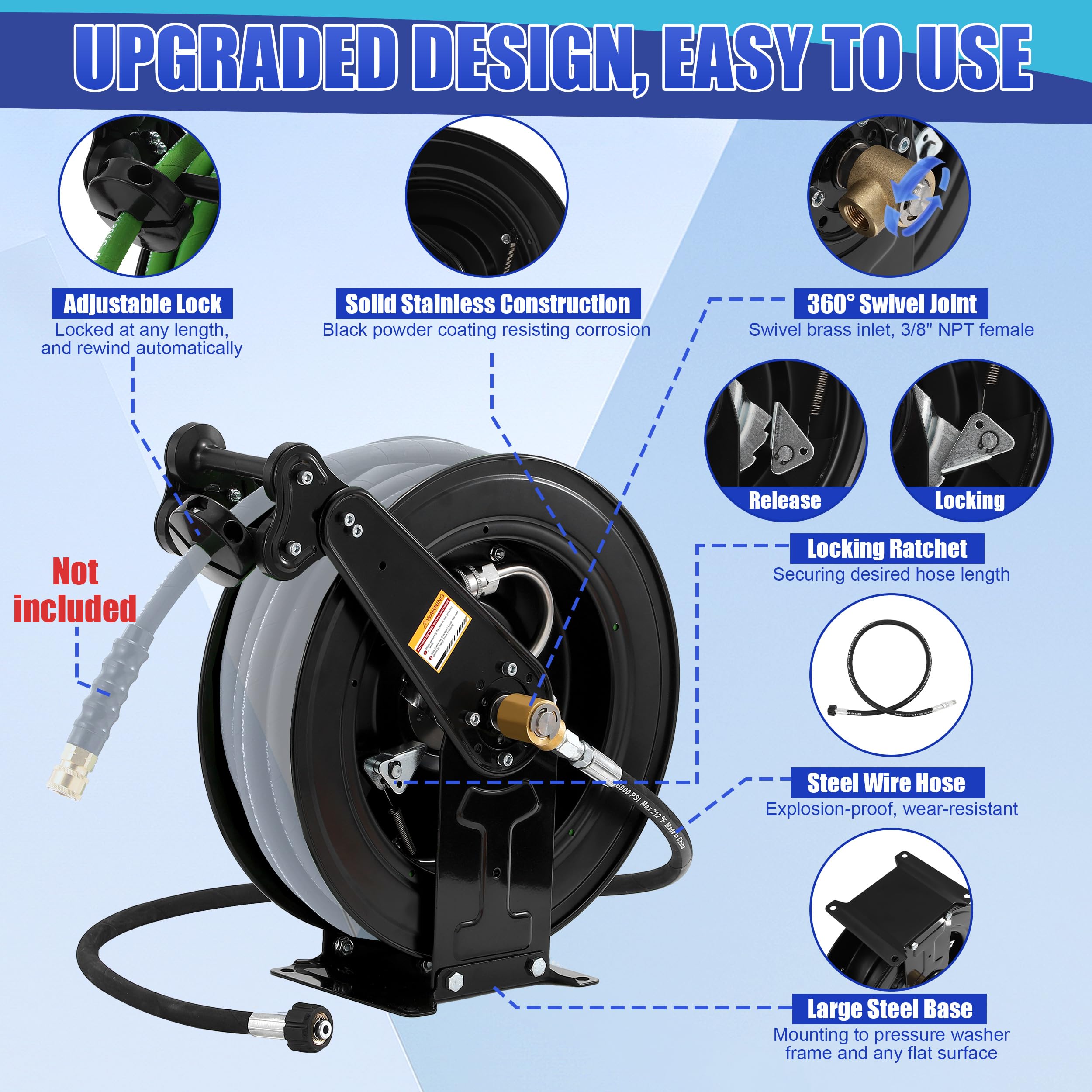 FIXFANS retractable mechanism close-up demonstrates smooth auto-rewind for easy cleanup.