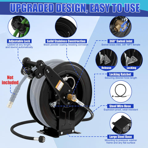 FIXFANS retractable mechanism close-up demonstrates smooth auto-rewind for easy cleanup.