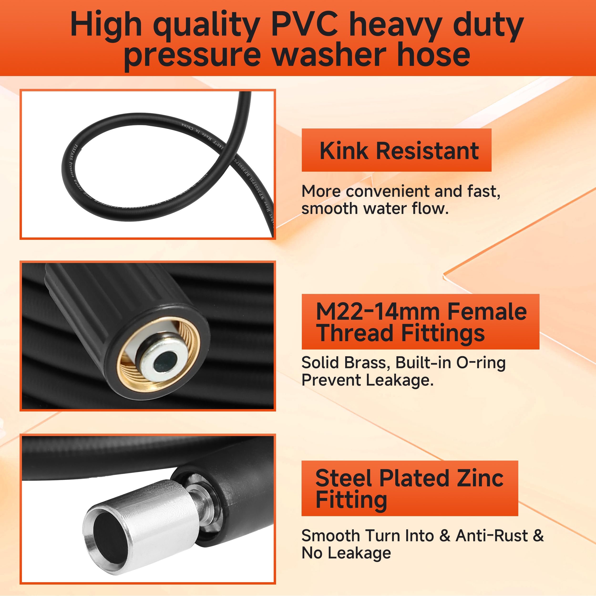 FIXFANS steel plated zinc fitting hose resists rust and leaks