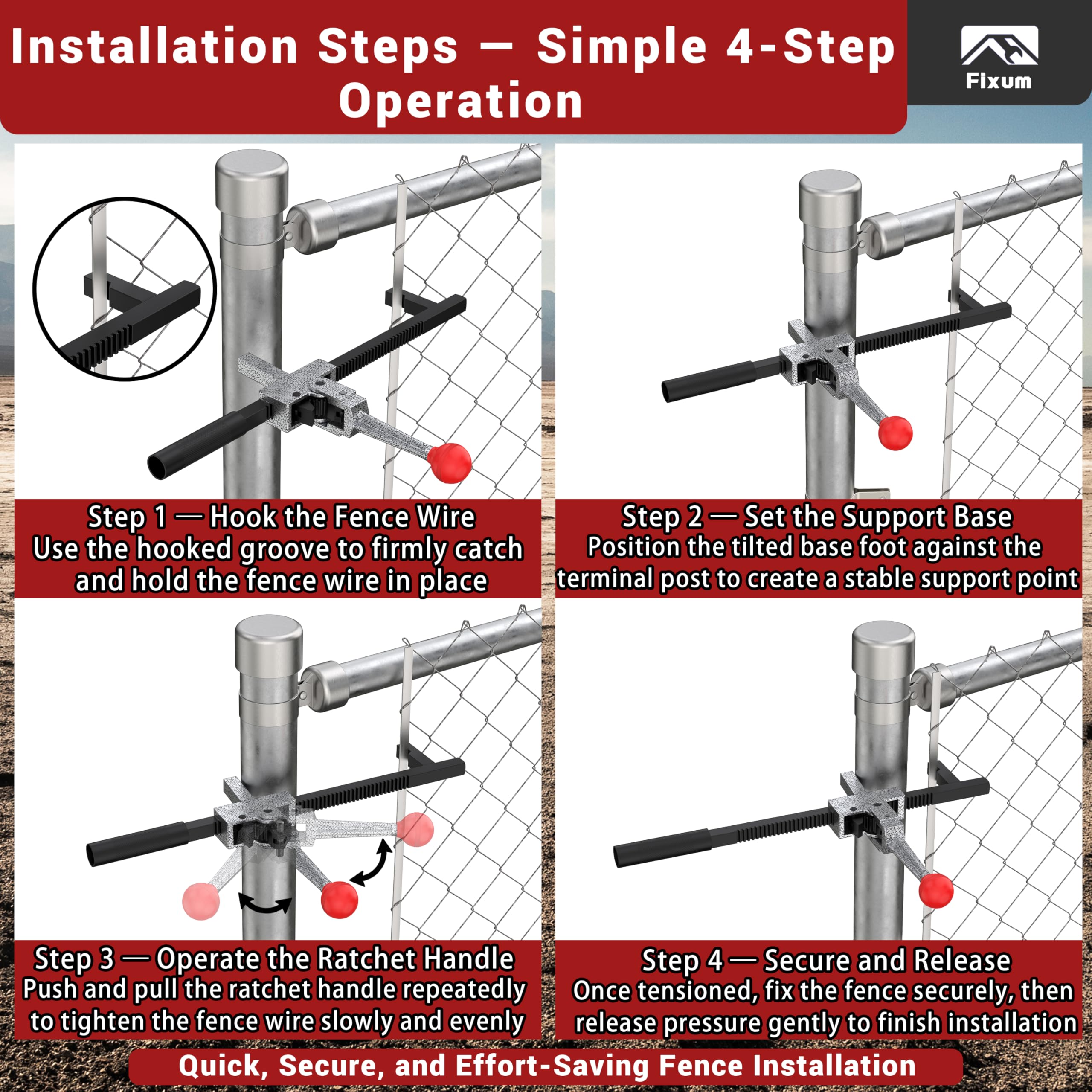 Fixum forged steel with rust-resistant finish withstands outdoor work.