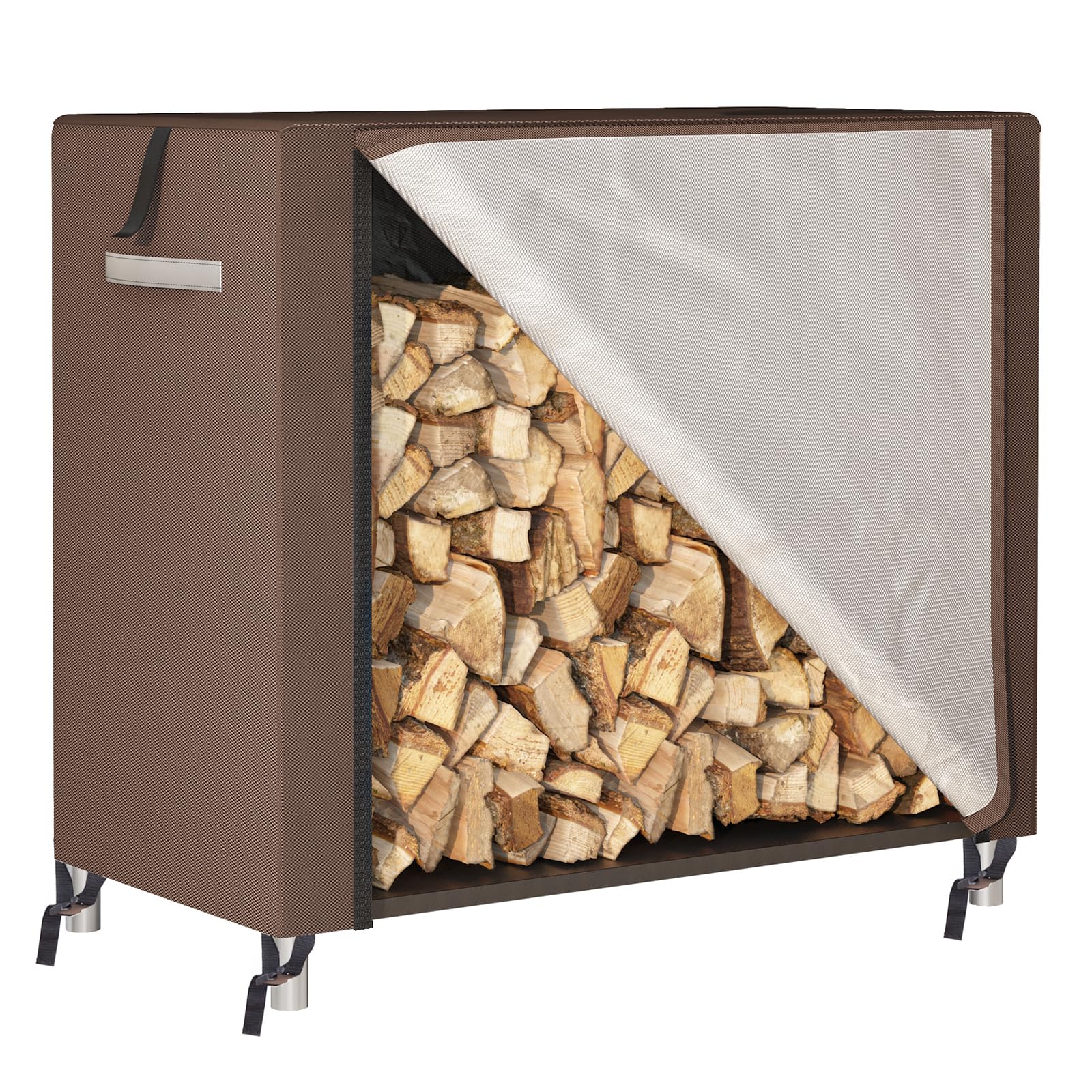 Fixwal firewood cover 48x24-46in back view protects wood from rain