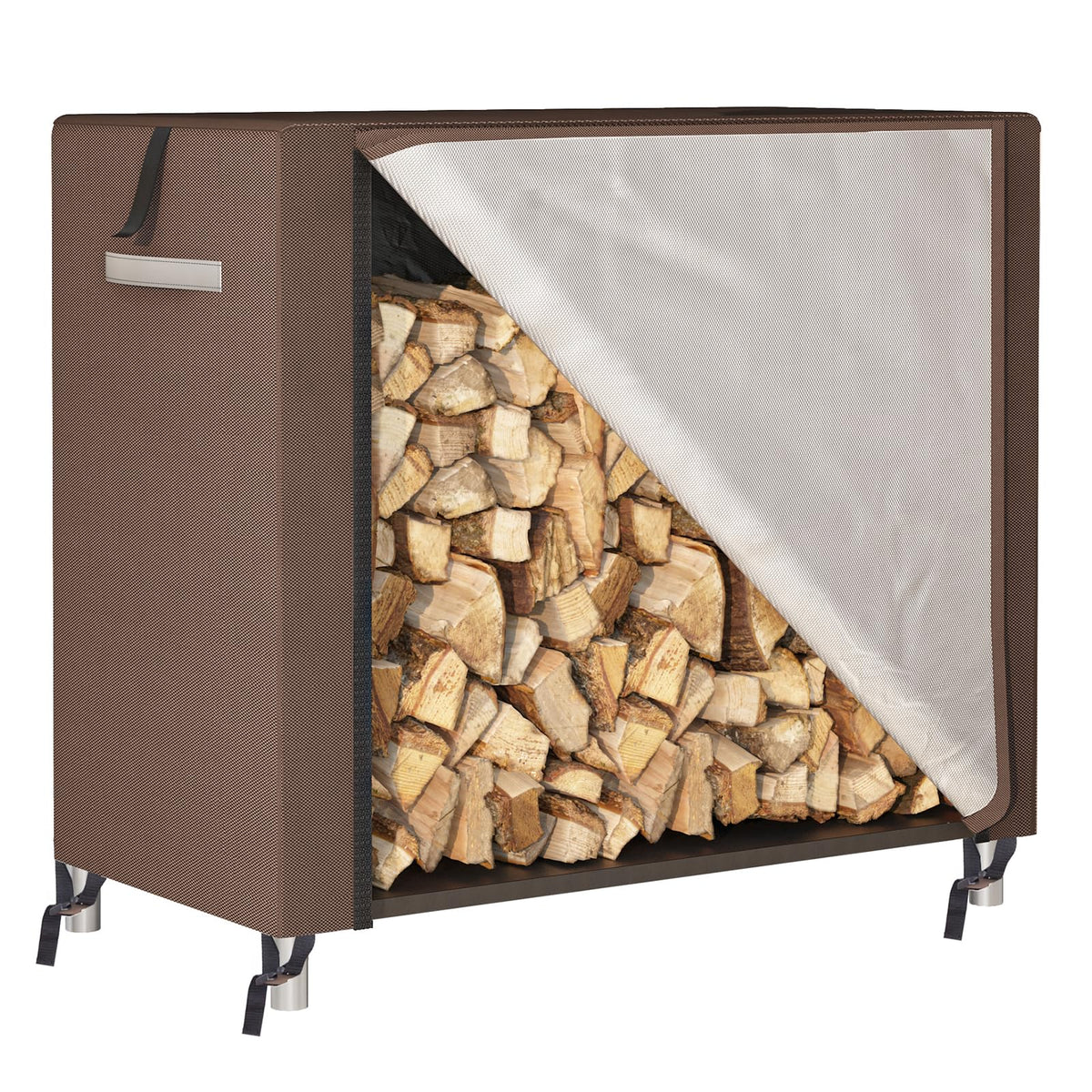 Fixwal firewood cover 48x24-46in back view protects wood from rain