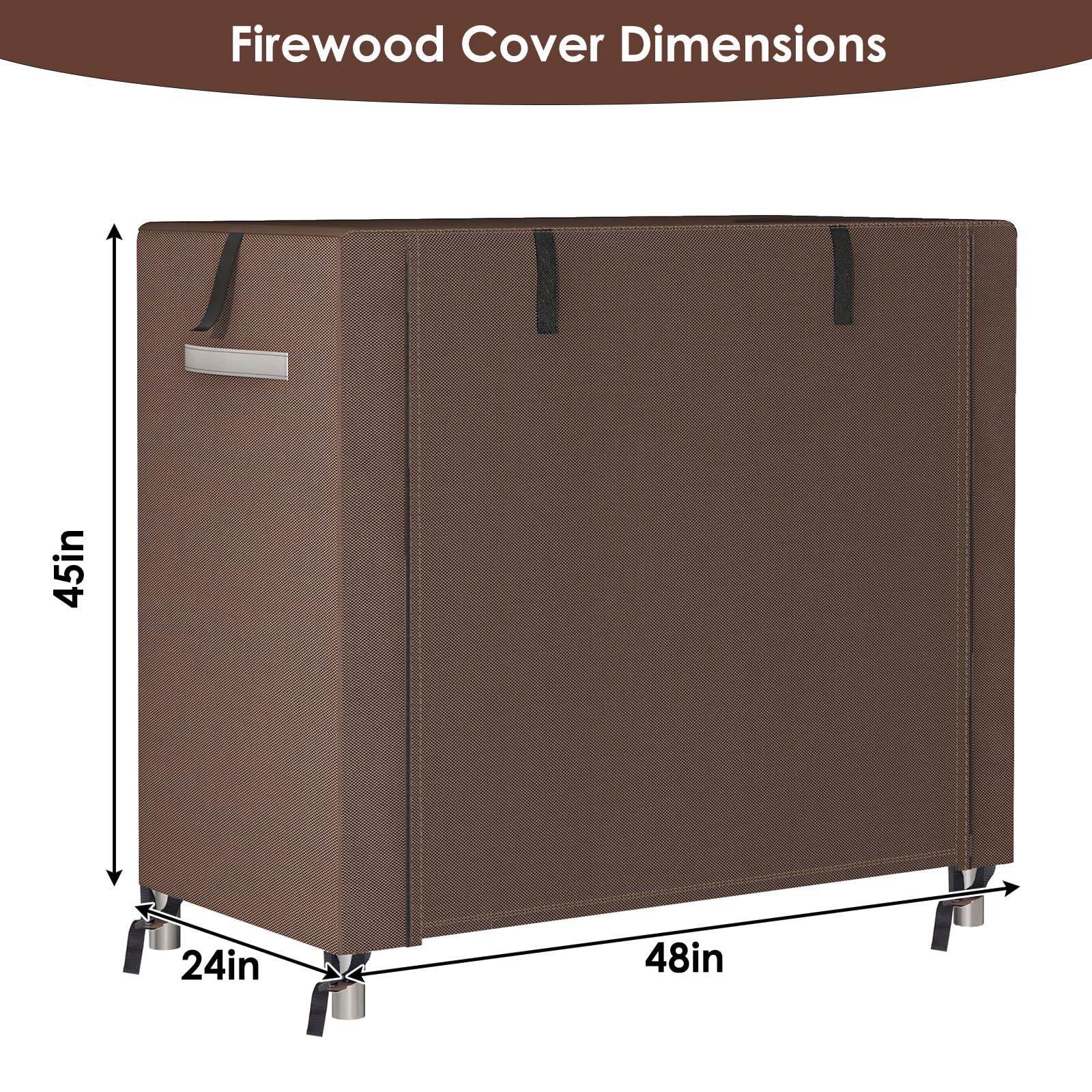 Fixwal firewood cover 4ft brown front view shields wood from weather