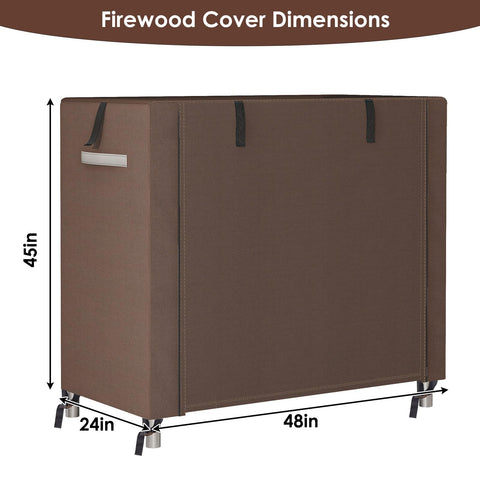 Fixwal firewood cover 4ft brown front view shields wood from weather