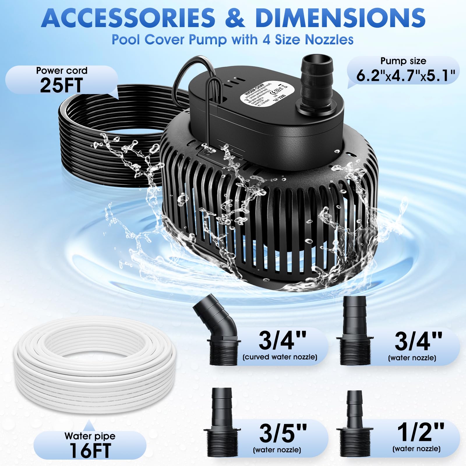 FizZeal pool cover pump with durable ABS shell designed for outdoor use