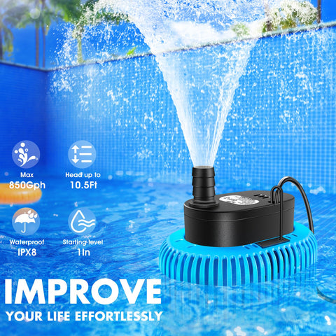 FizZeal pool cover pump with automatic water sensor for safe drainage