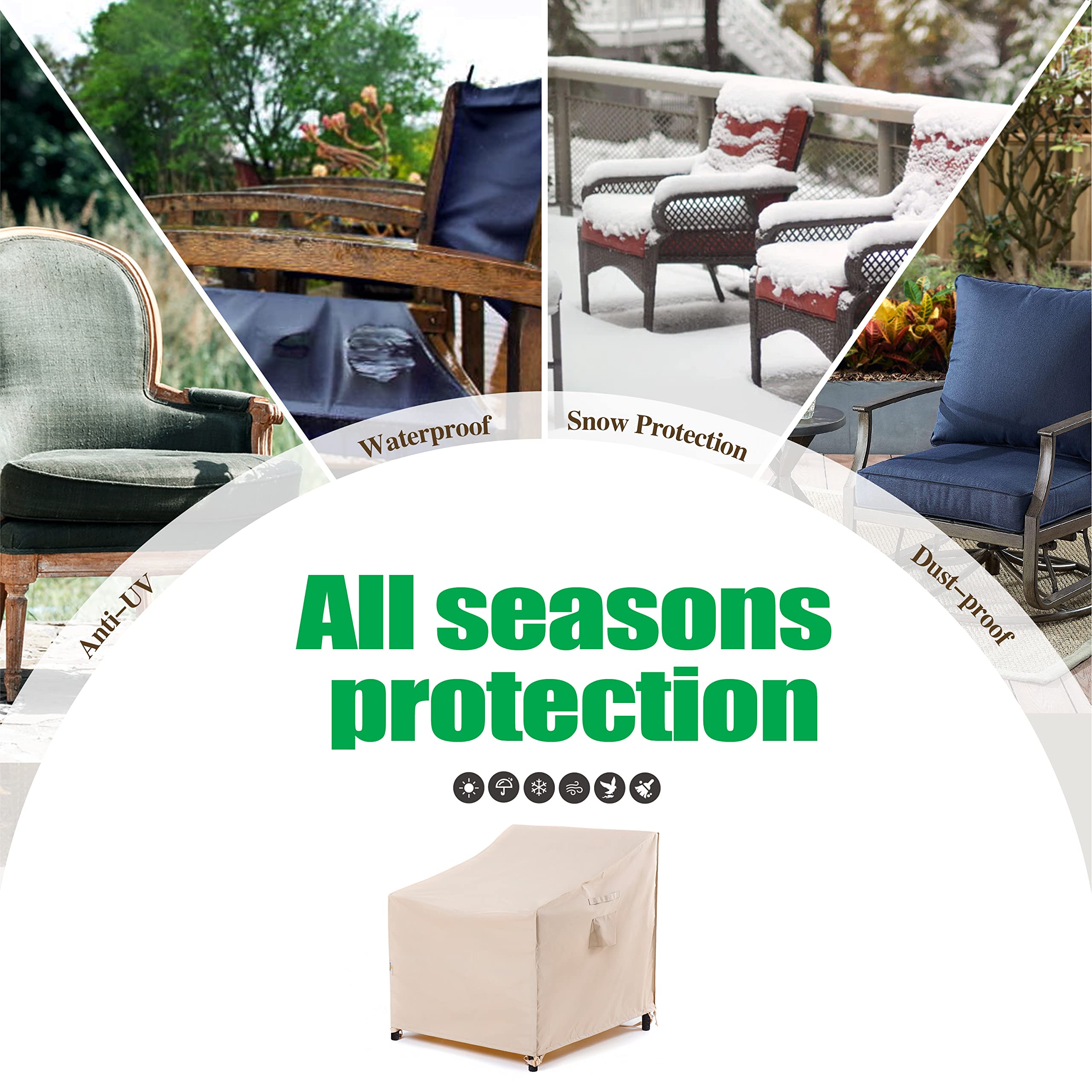 F&J Outdoors all-weather chair cover shields against UV, rain, and debris.
