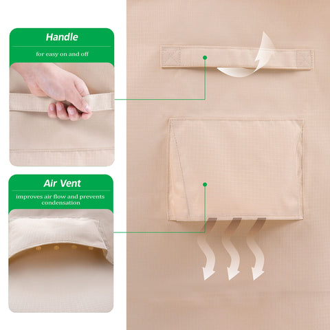 F&J Outdoors handles and air vents chair cover simplify installation and airflow.