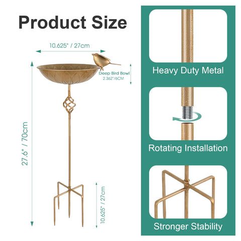 FJJYGYP 27.6-inch bird bath fits most yards.