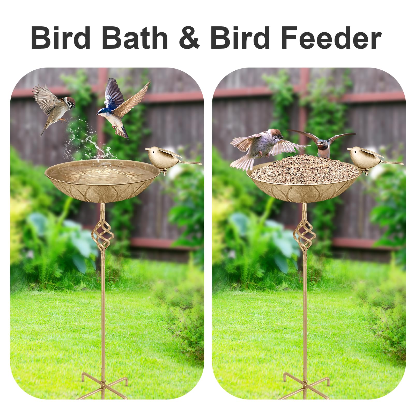 FJJYGYP metal bird feeder base with 5-prong stability supports weather.