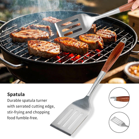 FJNATINH rosewood grill brush with extended handle for easy cleaning
