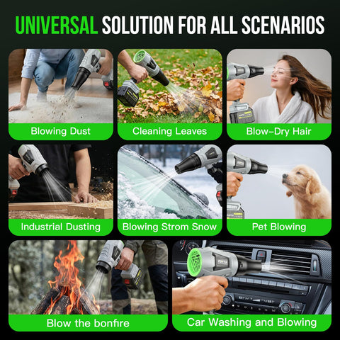 FJPTU cordless blower drying a car quickly without cords or heavy effort.