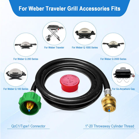 FJXBYWM hose compatible with Weber Q series enables versatile grill options.
