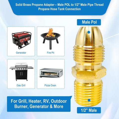 FJXBYWM durable brass propane adapter resists corrosion for long-lasting outdoor use.