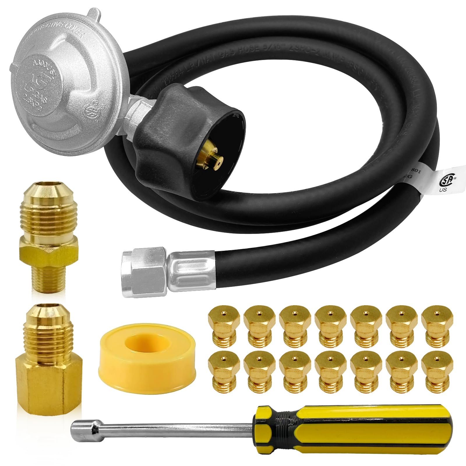 FJXBYWM propane regulator hose extending Weber grill setup for propane use