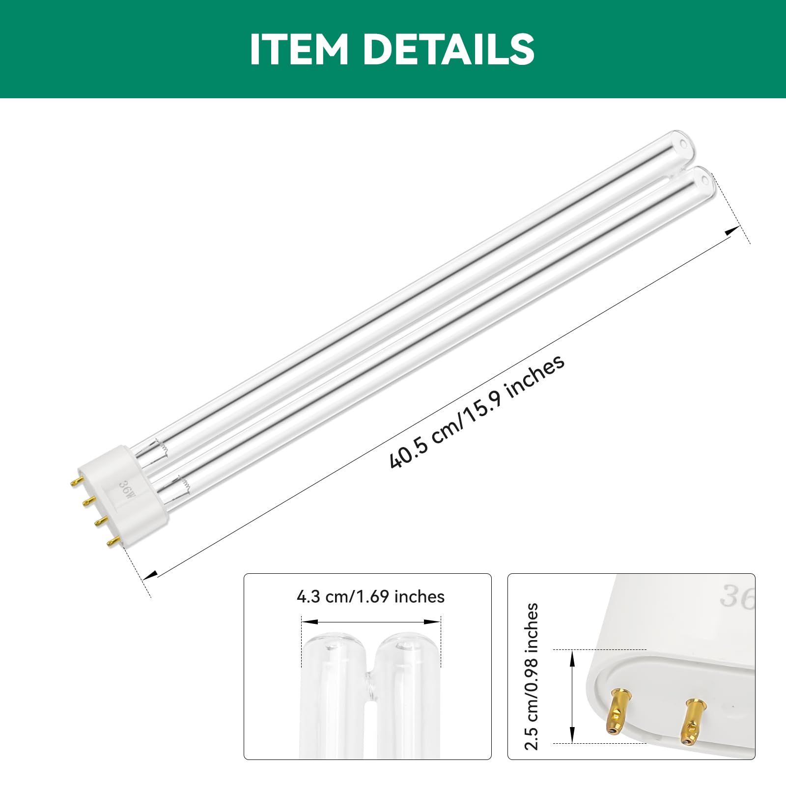 FKBYM JEBAO PU-36W-compatible UV bulb for safe, easy replacement.