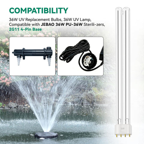 FKBYM UV-C bulb delivers crystal-clear water in aquariums and ponds.