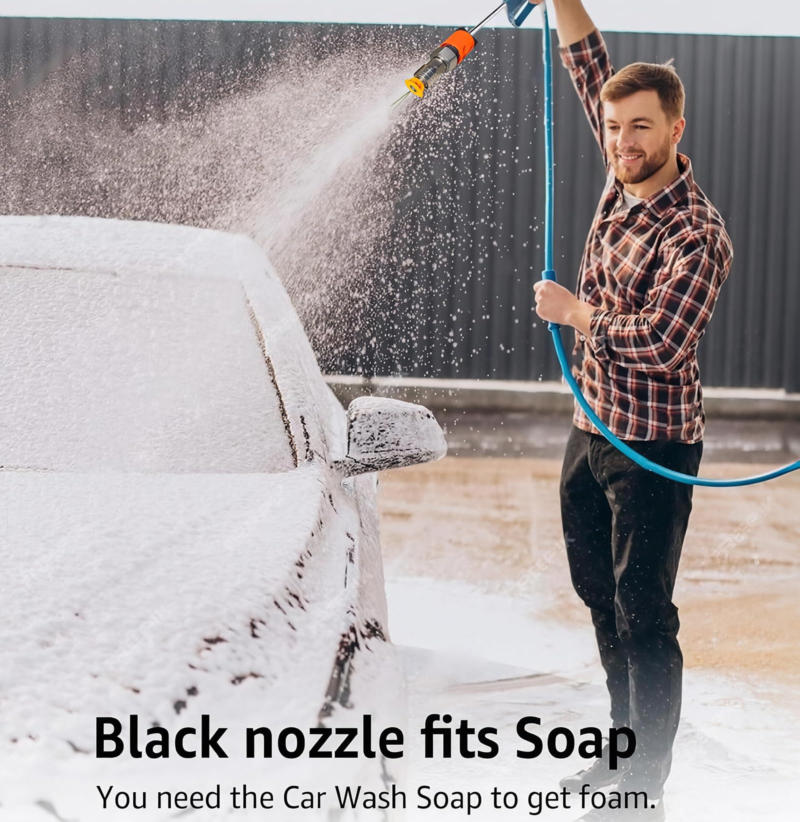 FKKWUOT black 65-degree nozzle for gentle rinsing.